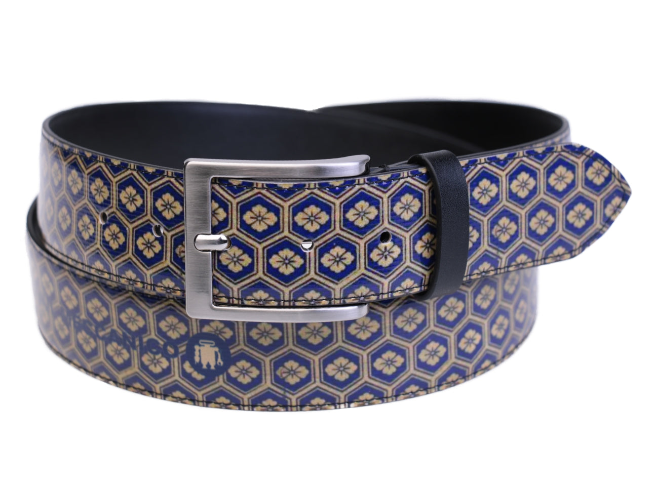 MUSTARD AND ROYAL MEN'S BELT MAJOLICA FANTASY MADE OF LORRY TARPAULIN. - Unique Pieces Paul Meccanico