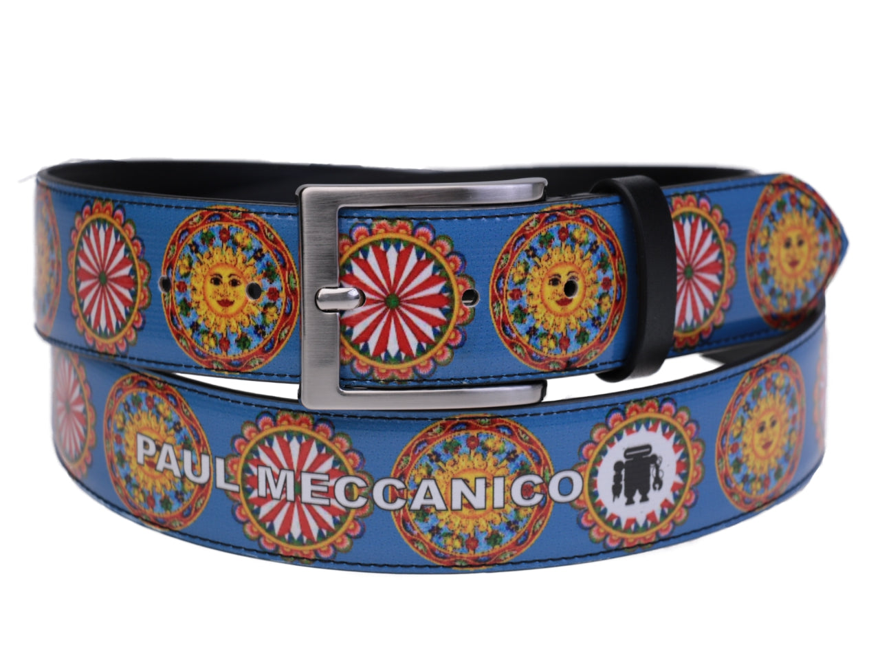 MEN'S BELT LIGHT BLUE SICILIAN STYLE MADE OF LORRY TARPAULIN. - Unique Pieces Paul Meccanico