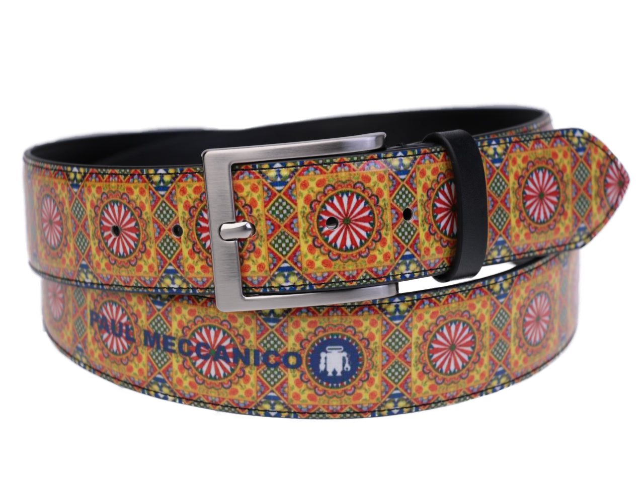 ORANGE MEN'S BELT SICILIAN STYLE MADE OF LORRY TARPAULIN. - Unique Pieces Paul Meccanico