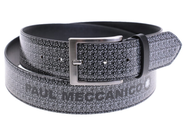 BLACK AND WHITE MEN'S BELT MADE OF LORRY TARPAULIN. - Unique Pieces Paul Meccanico