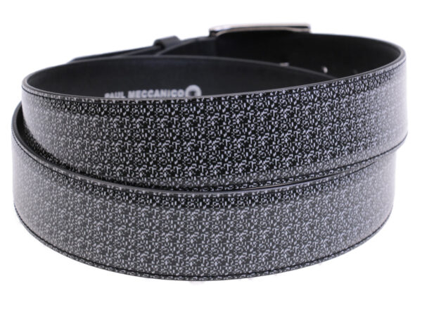 BLACK AND WHITE MEN'S BELT MADE OF LORRY TARPAULIN. - Unique Pieces Paul Meccanico