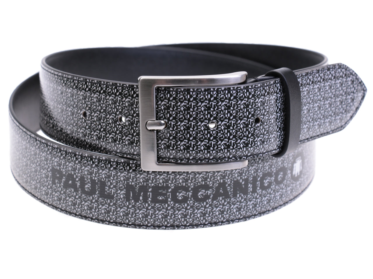 BLACK AND WHITE MEN'S BELT MADE OF LORRY TARPAULIN. - Unique Pieces Paul Meccanico