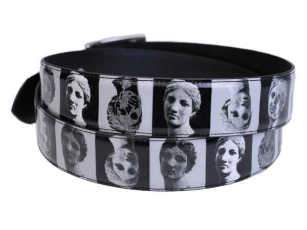 BLACK AND WHITE MEN'S BELT "ART" MADE OF LORRY TARPAULIN. - Unique Pieces Paul Meccanico