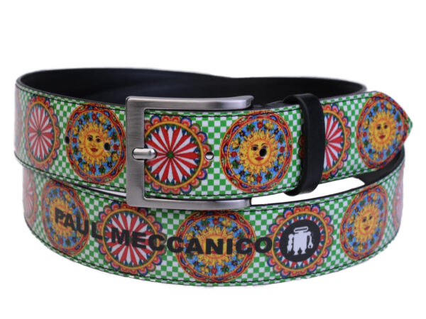 GREEN MEN'S BELT SICILIAN STYLE MADE OF LORRY TARPAULIN. - Unique Pieces Paul Meccanico