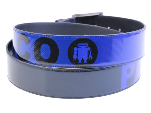 BLUE MEN'S BELT MADE OF LORRY TARPAULIN. - Unique Pieces Paul Meccanico