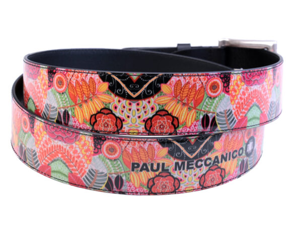 ...MEN'S BELT FLORAL FANTASY MADE OF LORRY TARPAULIN. - Unique Pieces Paul Meccanico