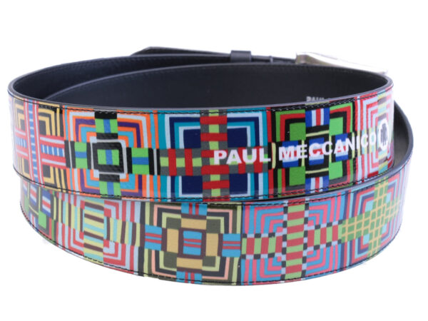 MULTICOLOR MEN'S BELT WITH OPTICAL FANTASY MADE OF LORRY TARPAULIN. - Unique Pieces Paul Meccanico