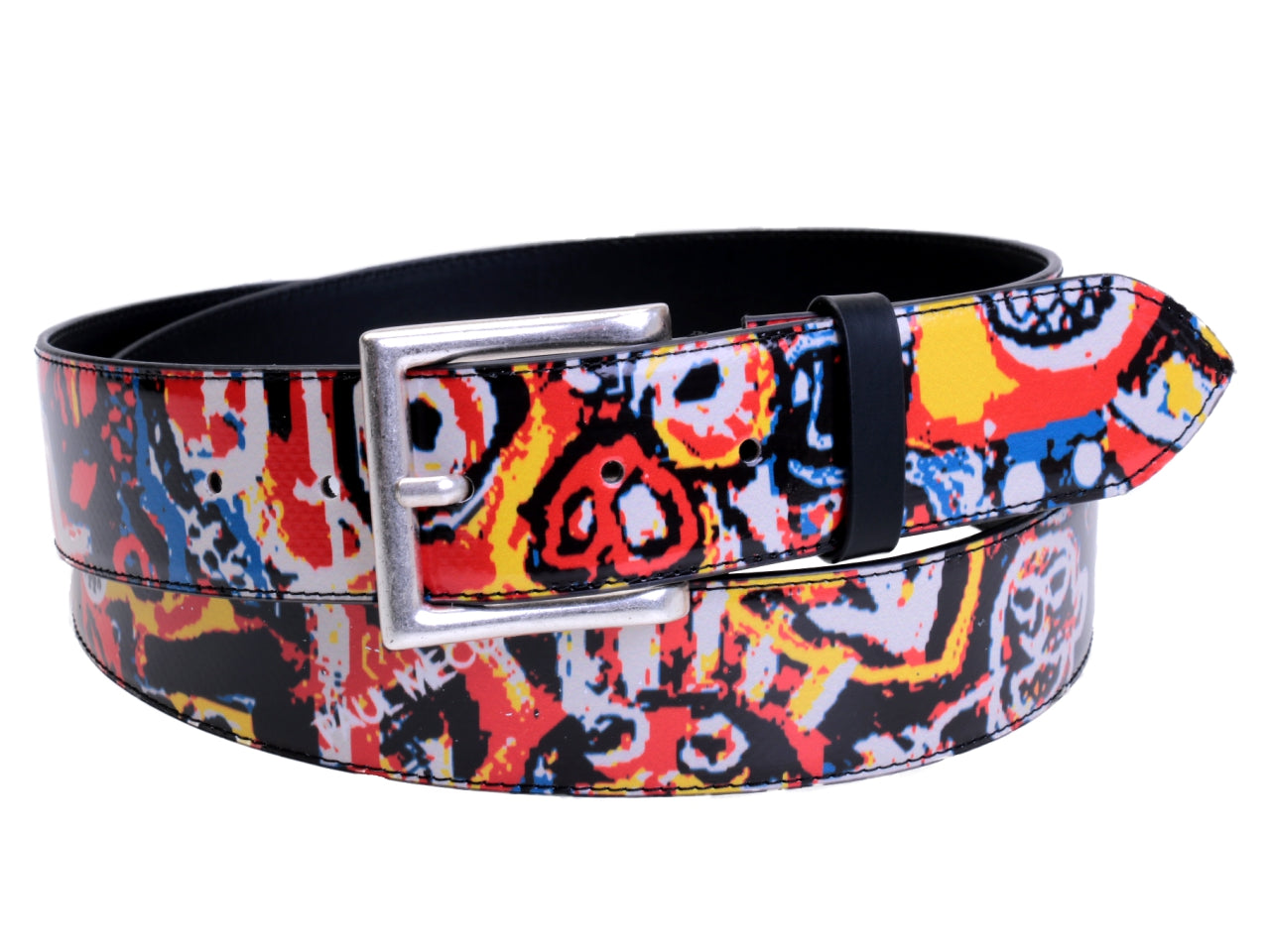 COLOURFUL MEN'S BELT MURALES FANTASY MADE OF LORRY TARPAULIN. - Unique Pieces Paul Meccanico