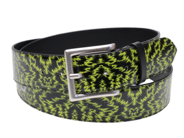 MEN'S BELT ANIMALIER FANTASY FLUORESCENT AND DARK GREEN MADE OF LORRY TARPAULIN. - Unique Pieces Paul Meccanico