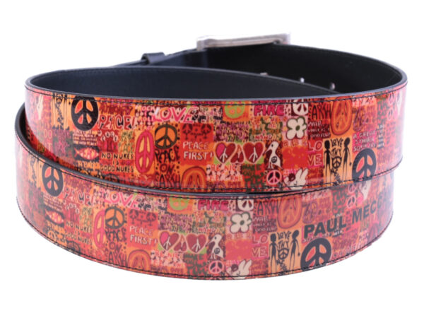 ORANGE MEN'S BELT "PEACE" MADE OF LORRY TARPAULIN. - Unique Pieces Paul Meccanico