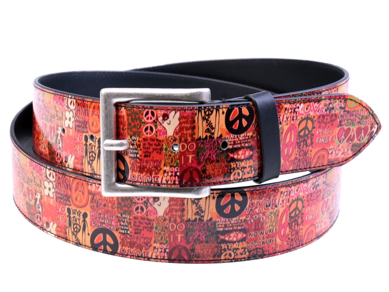 ORANGE MEN'S BELT "PEACE" MADE OF LORRY TARPAULIN. - Unique Pieces Paul Meccanico