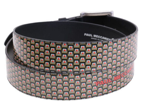 BEIGE MEN'S BELT GEOMETRIC FANTASY MADE OF LORRY TARPAULIN.