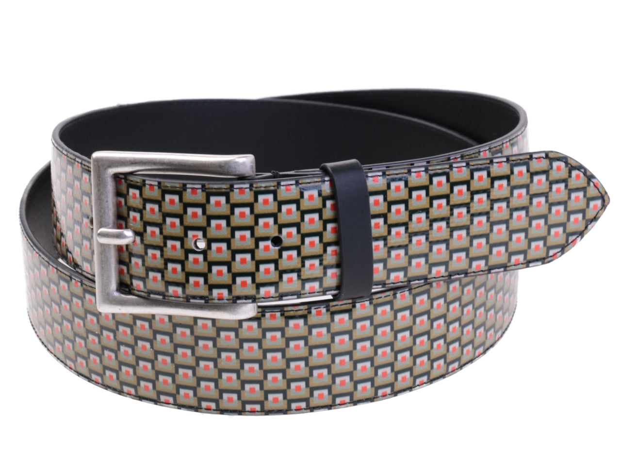 BEIGE MEN'S BELT GEOMETRIC FANTASY MADE OF LORRY TARPAULIN.