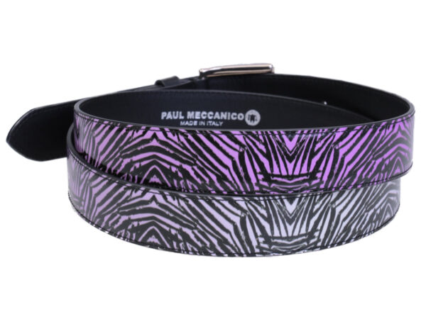 BLACK AND VIOLET WOMEN'S BELT ANIMALIER FANTASY MADE OF LORRY TARPAULIN. - Unique Pieces Paul Meccanico