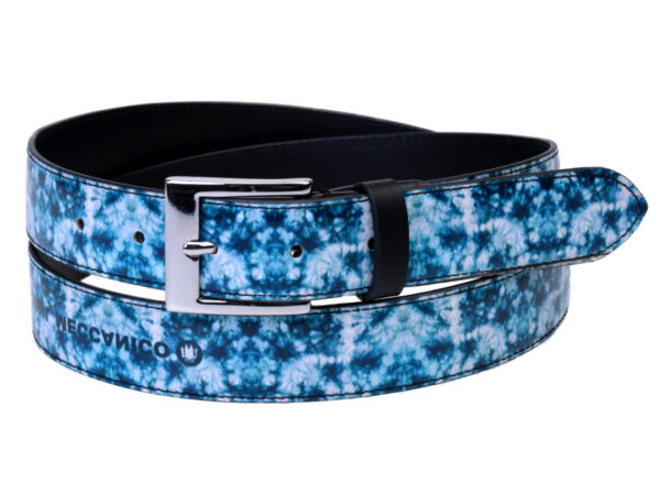 LIGHT BLUE WOMEN'S BELT WITH TIE DYE FANTASY MADE OF LORRY TARPAULIN. - Unique Pieces Paul Meccanico