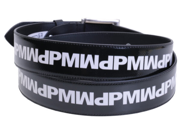 BLACK AND WHITE MEN'S BELT LETTER FANTASY MADE OF LORRY TARPAULIN. - Unique Pieces Paul Meccanico