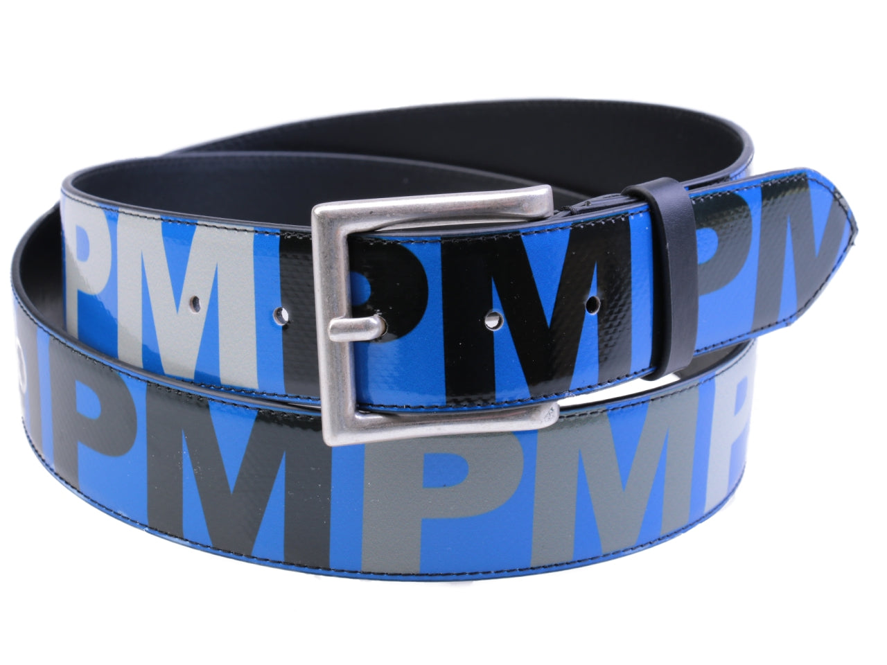 BLUE MEN'S BELT WITH LETTERS MADE OF LORRY TARPAULIN. - Unique Pieces Paul Meccanico