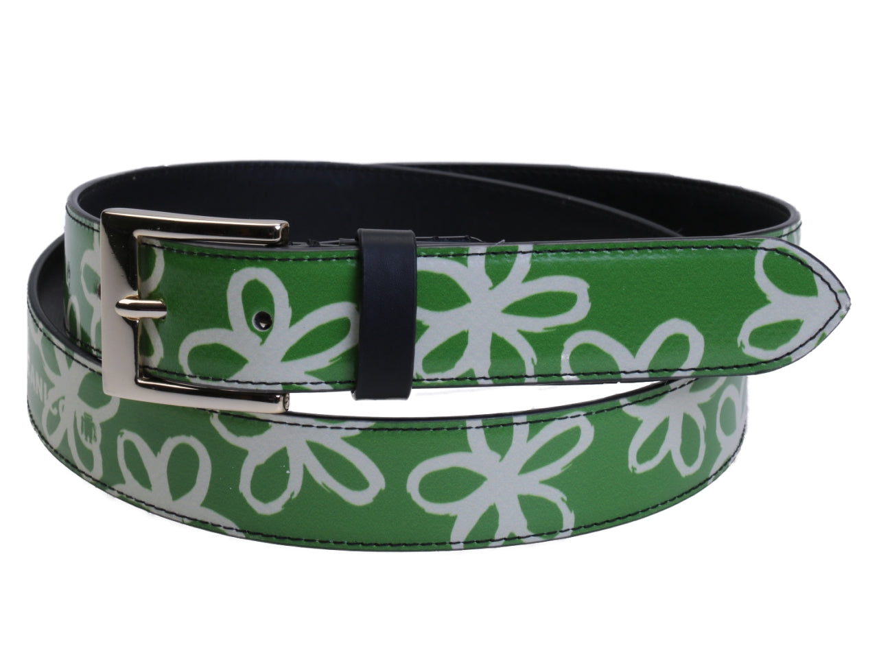 GREEN WOMEN'S BELT WITH FLORAL FANTASY MADE OF LORRY TARPAULIN. - Unique Pieces Paul Meccanico