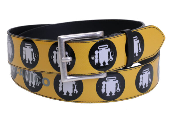 YELLOW MEN'S BELT MADE OF LORRY TARPAULIN. - Unique Pieces Paul Meccanico