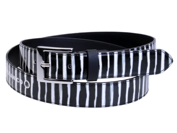 BLACK AND WHITE WOMEN'S BELT MADE OF LORRY TARPAULIN. - Unique Pieces Paul Meccanico