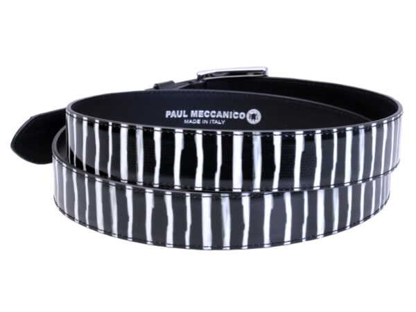 BLACK AND WHITE WOMEN'S BELT MADE OF LORRY TARPAULIN. - Unique Pieces Paul Meccanico
