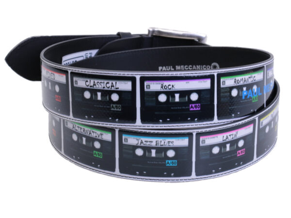 MEN'S BELT "PRERECORDED CASSETTE" MADE OF LORRY TARPAULIN. - Unique Pieces Paul Meccanico