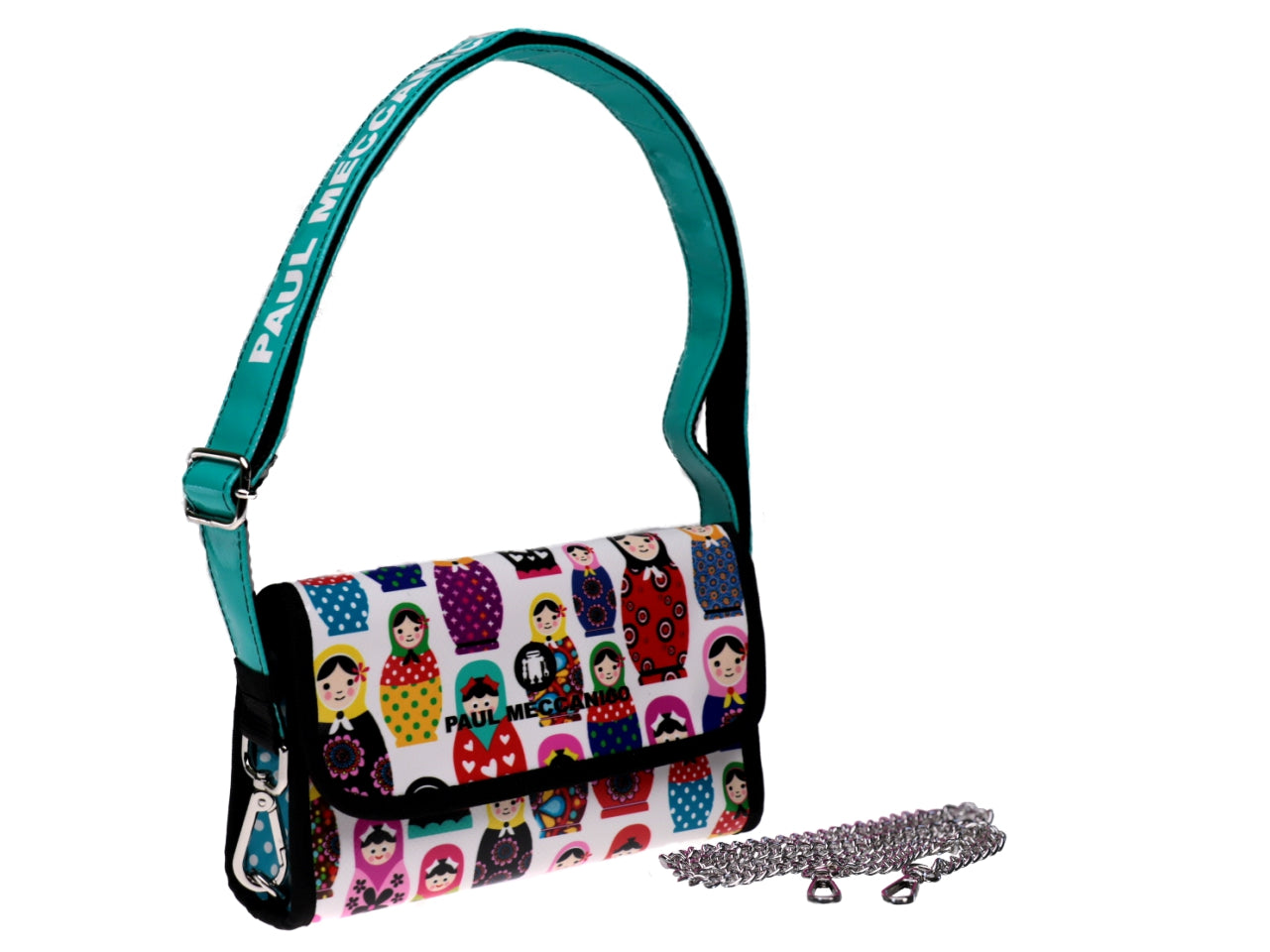 CLUTCH BAG MULTICOLOUR "MATRYOSHKA". MODEL CANDY MADE OF LORRY TARPAULIN. - Limited Edition Paul Meccanico