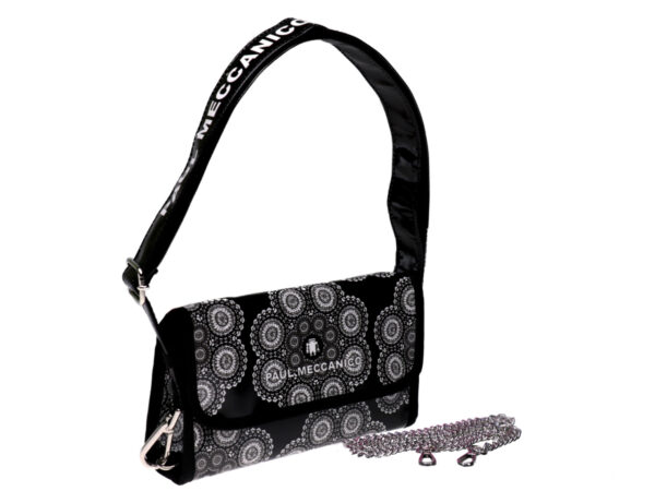 CLUTCH BAG BLACK "MACRAME" FANTASY. MODEL CANDY MADE OF LORRY TARPAULIN. - Limited Edition Paul Meccanico