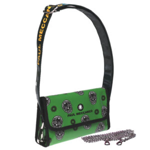 GREEN CLUTCH BAG "SKULLS". MODEL CANDY MADE OF LORRY TARPAULIN. - Limited Edition Paul Meccanico
