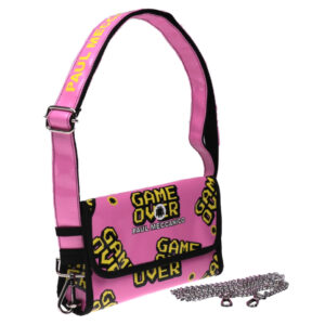 CLUTCH BAG PINK "GAME OVER". MODEL CANDY MADE OF LORRY TARPAULIN. - Limited Edition Paul Meccanico