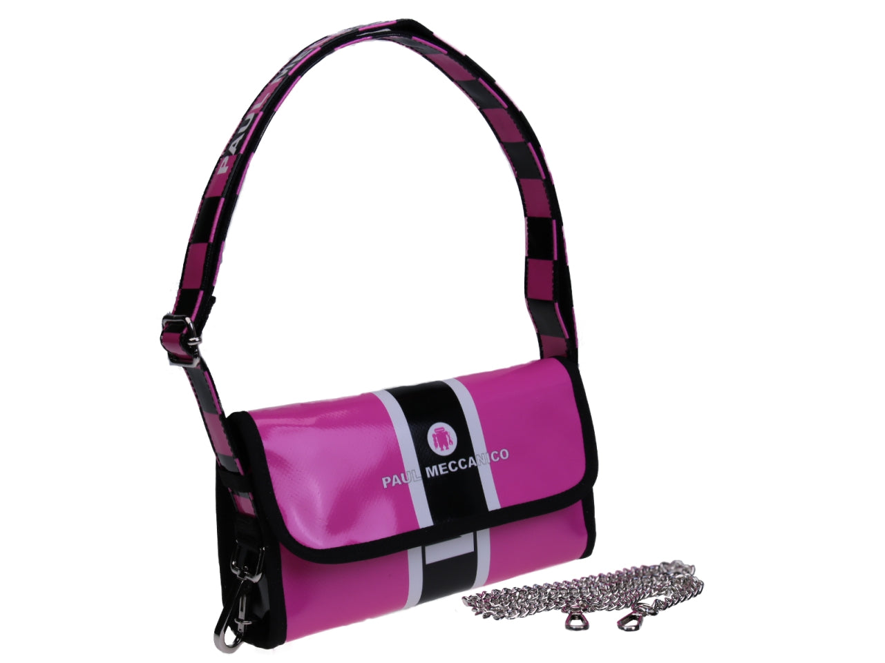 FUXIA CLUTCH BAG. MODEL CANDY MADE OF LORRY TARPAULIN. - Limited Edition Paul Meccanico
