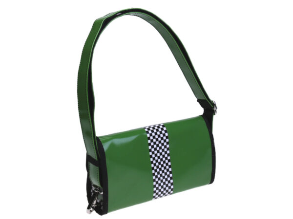 CLUTCH BAG APPLE GREEN "GRAND PRIX" STYLE. MODEL CANDY MADE OF LORRY TARPAULIN. - Limited Edition Paul Meccanico