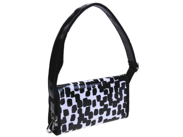 CLUTCH BAG BLACK AND WHITE. MODEL CANDY MADE OF LORRY TARPAULIN. - Limited Edition Paul Meccanico
