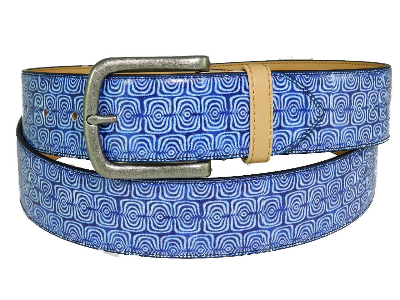 CINTURA UOMO PAUL MECCANICO. COLORE BLU FANTASIA OPTICAL. - Paul Meccanico