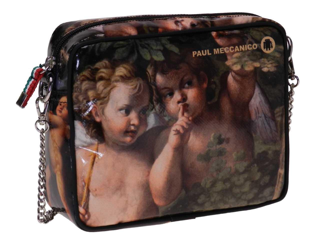CLUTCH BLACK COLOUR WITH ANGELS FANTASY. PARK MODEL MADE OF LORRY TARPAULIN. - Limited Edition Paul Meccanico