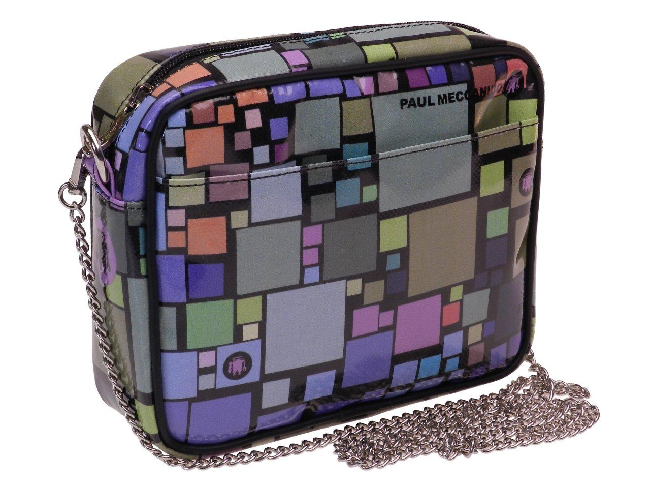 MULTICOLOUR CLUTCH WITH GEOMETRIC FANTASY. MODEL PARK MADE OF LORRY TARPAULIN. - Limited Edition Paul Meccanico