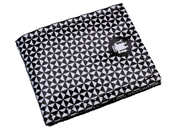 MEN'S WALLET BLACK AND WHITE GEOMETRIC FANTASY. MODEL CRIK MADE OF LORRY TARPAULIN. - Limited Edition Paul Meccanico