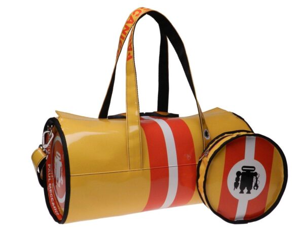 GYM BAG RED AND YELLOW COLOURS. ROLLING MODEL MADE OF LORRY TARPAULIN. - Unique Pieces Paul Meccanico