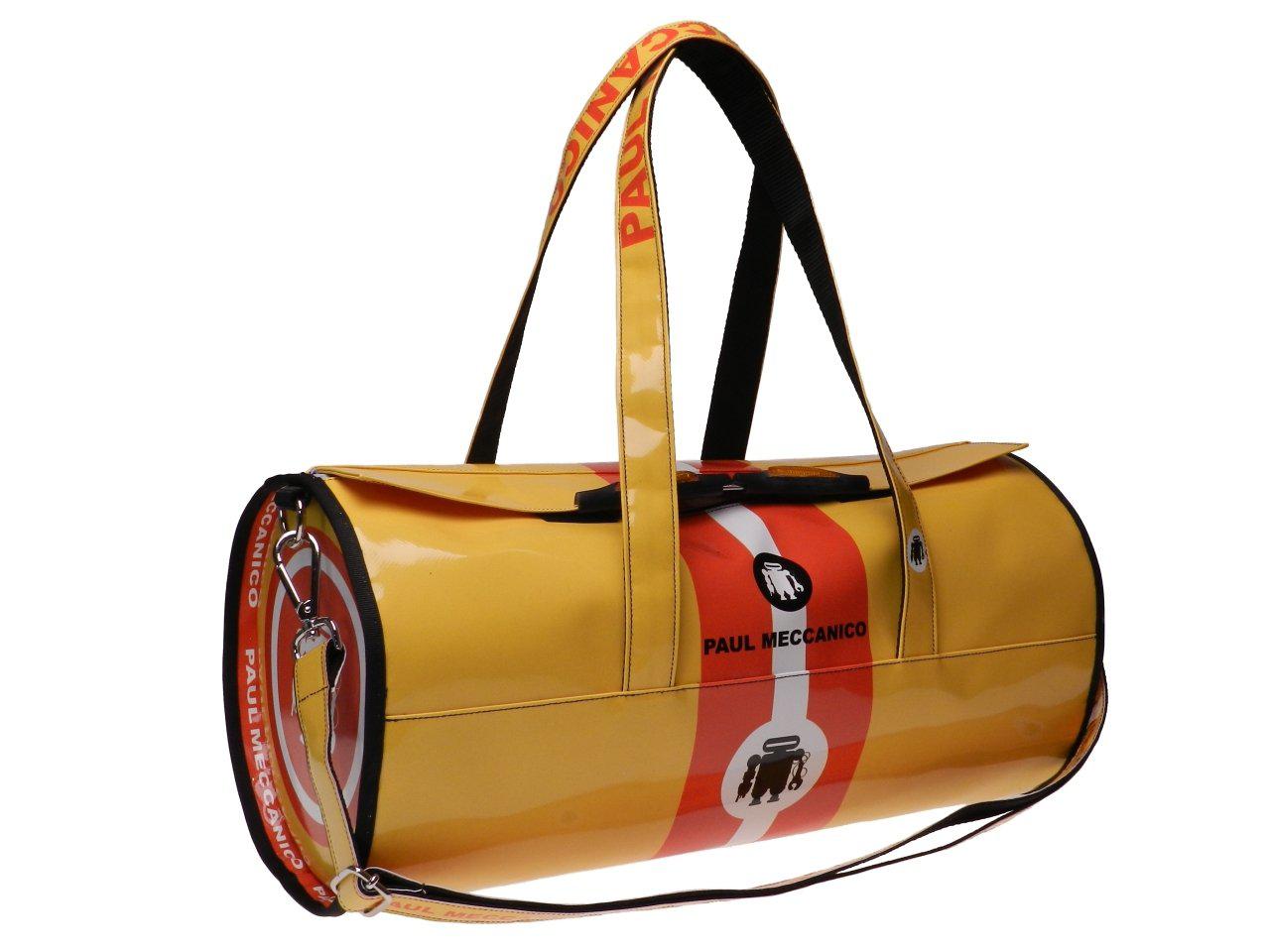GYM BAG RED AND YELLOW COLOURS. ROLLING MODEL MADE OF LORRY TARPAULIN. - Unique Pieces Paul Meccanico