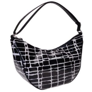 HALF-MOON BAG BLACK AND WHITE FANTASY. SPLIT MODEL MADE OF LORRY TARPAULIN. - Limited Edition Paul Meccanico