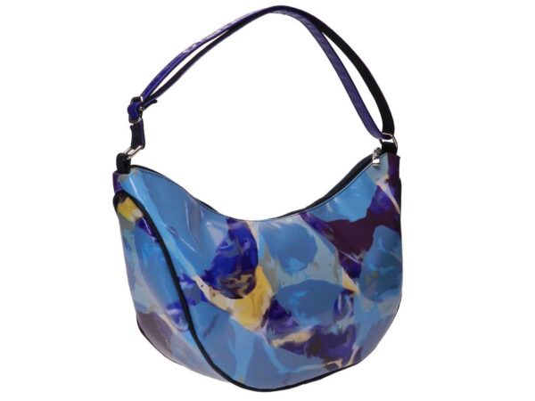 CRESCENT BAG BLUE WITH TIE DYE FANTASY. MODEL SPLIT MADE OF LORRY TARPAULIN. - Limited Edition Paul Meccanico