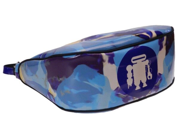 CRESCENT BAG BLUE WITH TIE DYE FANTASY. MODEL SPLIT MADE OF LORRY TARPAULIN. - Limited Edition Paul Meccanico