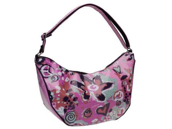 HALF-MOON BAG PINK COLOUR "LOVE". SPLIT MODEL MADE OF LORRY TARPAULIN. - Limited Edition Paul Meccanico