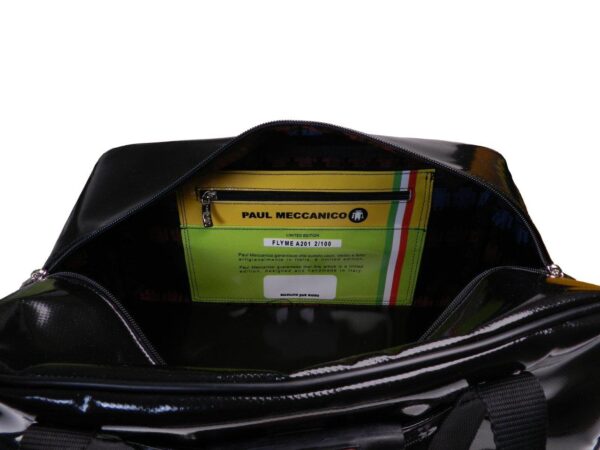 BLACK HAND LUGGAGE BAG 40 X 20 X 25 CM. MODEL FLY-ME MADE OF LORRY TARPAULIN. - Paul Meccanico