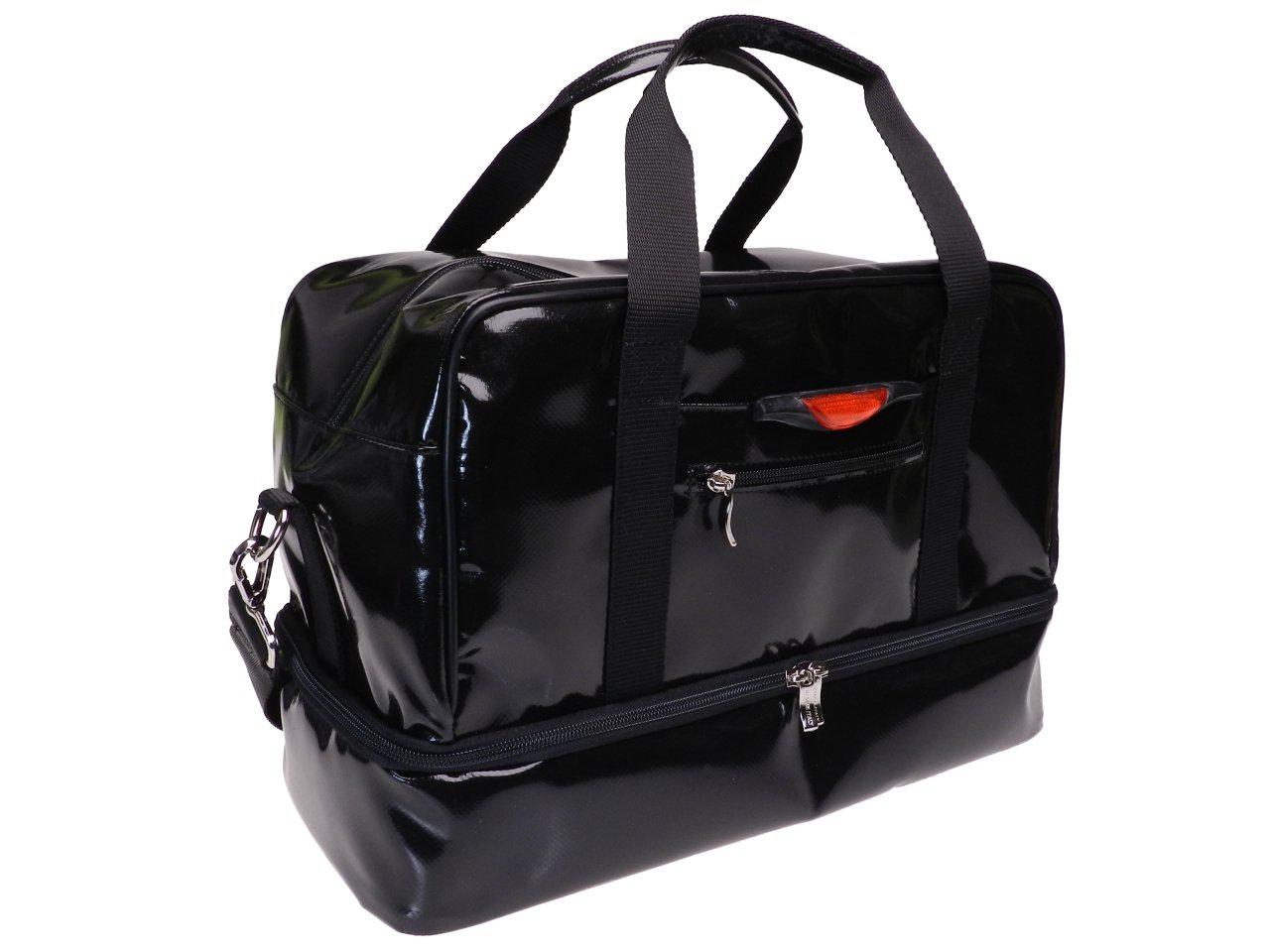 BLACK HAND LUGGAGE BAG 40 X 20 X 25 CM. MODEL FLY-ME MADE OF LORRY TARPAULIN. - Paul Meccanico