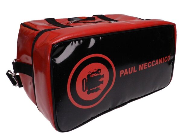 RED HAND LUGGAGE 40 X 20 X 25 CM. MODEL FLY-ME MADE OF LORRY TARPAULIN. - Limited Edition Paul Meccanico