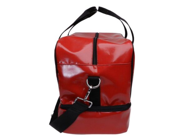 RED HAND LUGGAGE 40 X 20 X 25 CM. MODEL FLY-ME MADE OF LORRY TARPAULIN. - Limited Edition Paul Meccanico