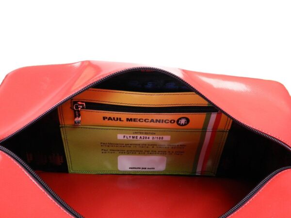 RED HAND LUGGAGE 40 X 20 X 25 CM. MODEL FLY-ME MADE OF LORRY TARPAULIN. - Limited Edition Paul Meccanico