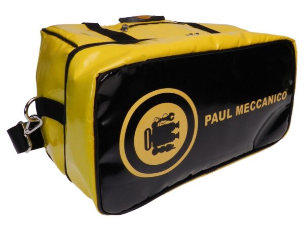 YELLOW HAND LUGGAGE BAG 40 X 20 X 25 CM. MODEL FLY-ME MADE OF LORRY TARPAULIN. - Paul Meccanico