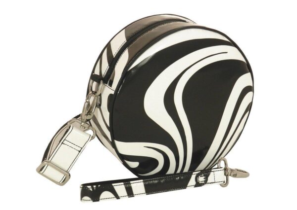 HANDLE OR SHOULDER CLUTCH BAG BLACK AND WHITE. GIRO' MODEL MADE OF LORRY TARPAULIN. THIS ARTICLE IS SLIGHTLY SPOTTED. - Paul Meccanico